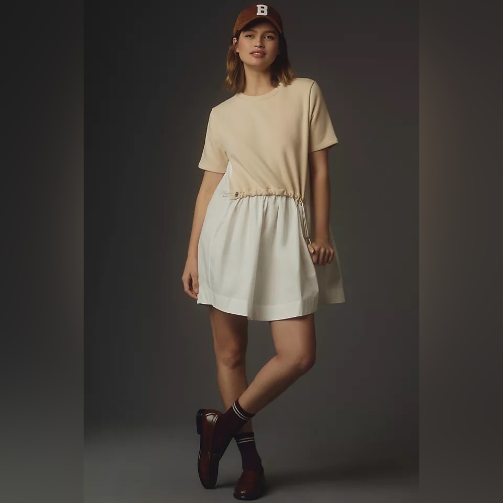 Pilcro Short-Sleeve Sweatshirt Twofer Mini Dress - sz S